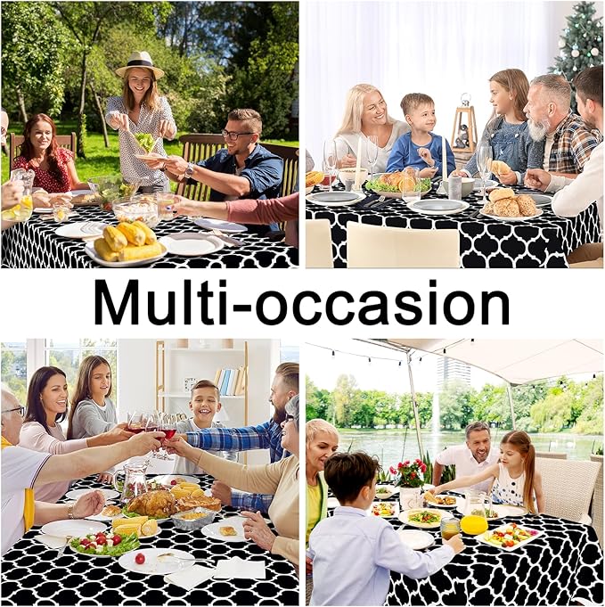Smiry Rectangle Table Cloth, Waterproof Vinyl Tablecloth with Flannel Backing for Rectangle Tables, Wipeable Spillproof Plastic Tablecloths for Dining, Camping, Indoor and Outdoor (60"x120", Black)
