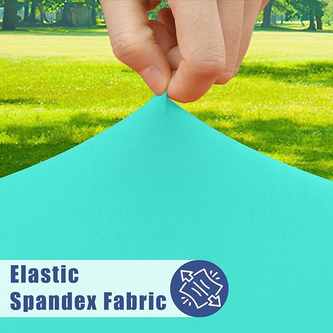 Round Spandex Tablecloth, Elastic Fitted Waterproof Tablecloths for 45"-56" Tables, Stretch Washable Picnic Table Cover for Camping, Dining, Indoor and Outdoor,Aqua Blue