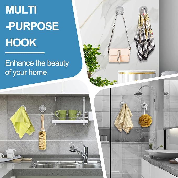 Vacuum Suction Cup Hooks for Shower, Shower Hooks for Inside Shower Glass Window - Image 4