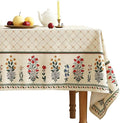 ISAENNE Designer Vintage Linen Floral Table Cloth for Rectangle Table,Fall Colorful Modern Tablecloth,Anti-Wrinkle Decor Tablecloths for Dining Thanksgiving Kitchen,55"*79"-Bertina E