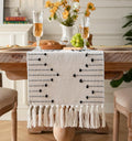Boho Table Runner 13 x 48 Inch Long Natural Cotton Woven Runner by Caflife