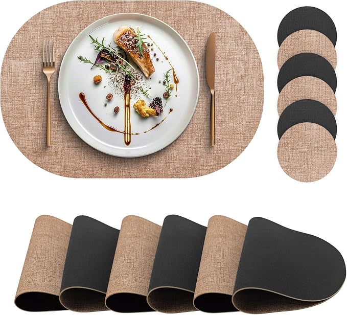 Faux Leather Placemats Set of 6 by yuuzue