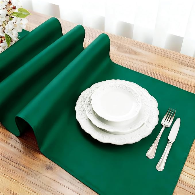 FOLINS&HOME Green Waterproof Decorative Table Runner 48 Inches Long | 210GSM - Image 3