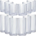 Zhehao 12 Pcs Ribbed Drinking Glasses Set 12 oz 14 oz Glass Cups Vintage by Zhehao