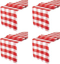 ShinyBeauty Red and White Checkered Table Runner 108 Inches Long, 4 Packs | by ShinyBeauty
