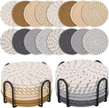 16Pcs Drink Coasters with Holder, 8 Colors Absorbent Coasters Minimalist Cotton Woven Coaster for Living Room Decor,Tabletop