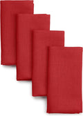D'Moksha Homes Bright Red Linen Napkins 18 x 18 Inch - 100% Pure Linen Cloth Washable Dinner Napkins Set of 4 for Valentines, Spring, Easter
