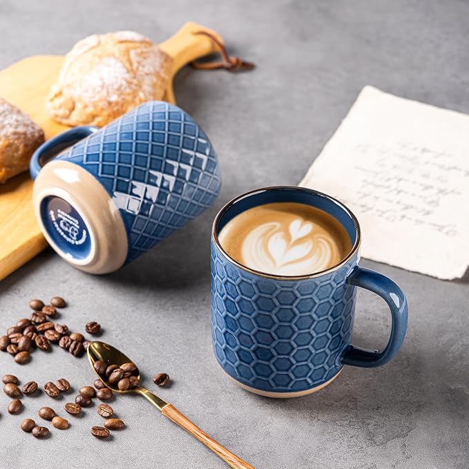 GBhome Coffee Mugs Set of 6, 16 oz Blue Coffee Cups - Image 4