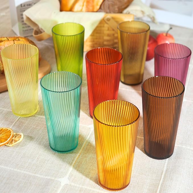 Plastic Drinking Glasses 8PCS, 19oz Reusable Kitchen Cups | Unbreakable - Image 10