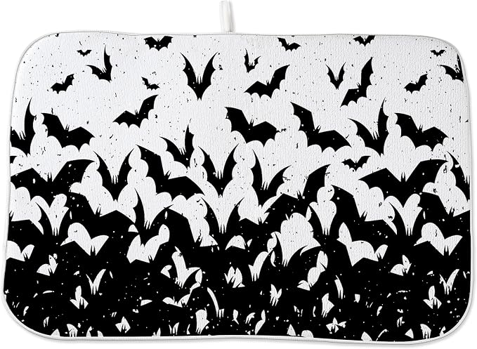 Halloween Bats Dish Drying Mat for Kitchen Counter 18x24 Inch Polka Dots Dish by Unknown