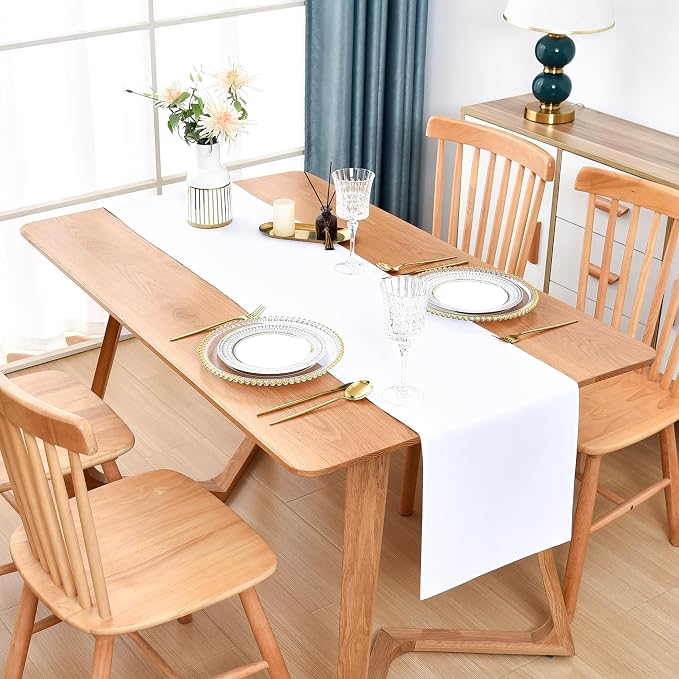 Farmhouse White Table Runner Dining Table Runners 90 Inches Long Coffee Table - Image 2