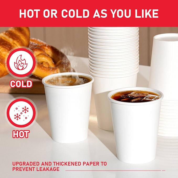 500 Pack 8 oz Paper Cups, Disposable Coffee Cups, or Juice - Image 3