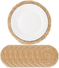 Round Woven Placemats - Boho Rattan Placemats Natural Water Hyacinth Placemat, Farmhouse Weave Place Mats, Rustic Braided Wicker Table Mats for Dining Table,Home,Wedding (12 inch Set of 8)