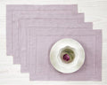 Solino Home Linen Placemats Set of 4 - Classic Hemstitch Lilac Placemats 14 x 19 Inch - 100% Pure Linen Table Mats for Valentines, Spring, Easter