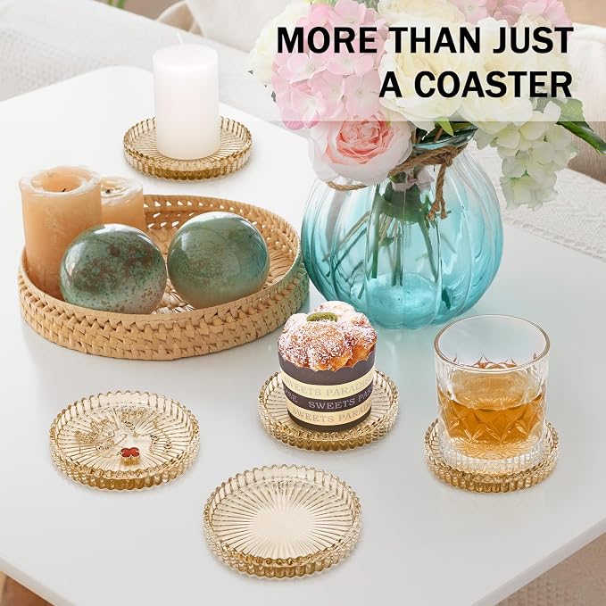 Modern Clear Glass Coasters Set of 6, Cute Coasters Table Mats - Image 6