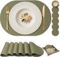 Woven Faux Leather Oval Placemats Set of 4/6 by Promattoo