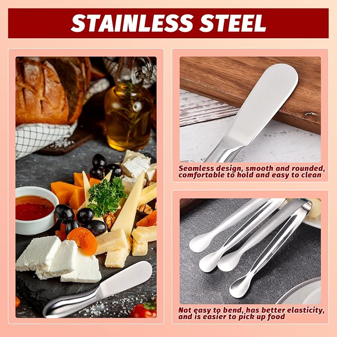 Butter Spreader Knife Set 8 PCS Stainless Steel Cheese Butter Spreader Knives - Image 3