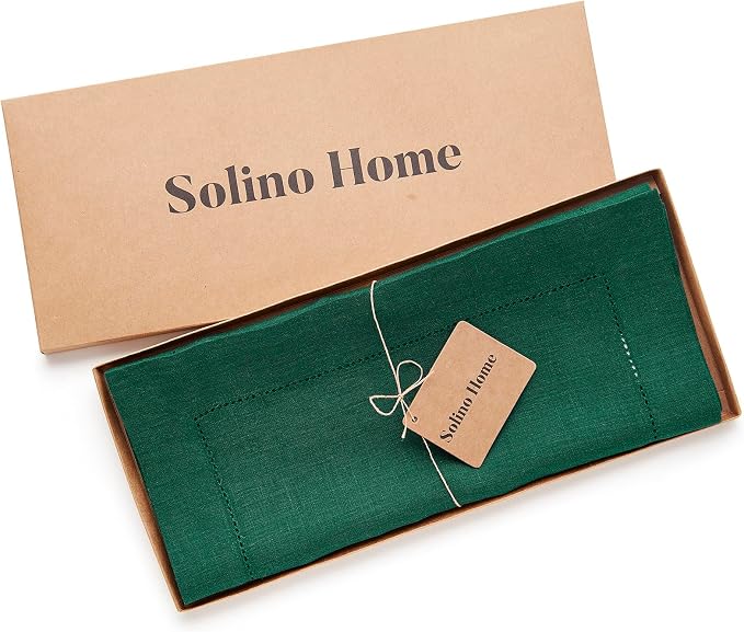 Solino Home 100% Pure Linen Table Runner Rainforest Hemstitch, 14 x 156 in | - Image 5