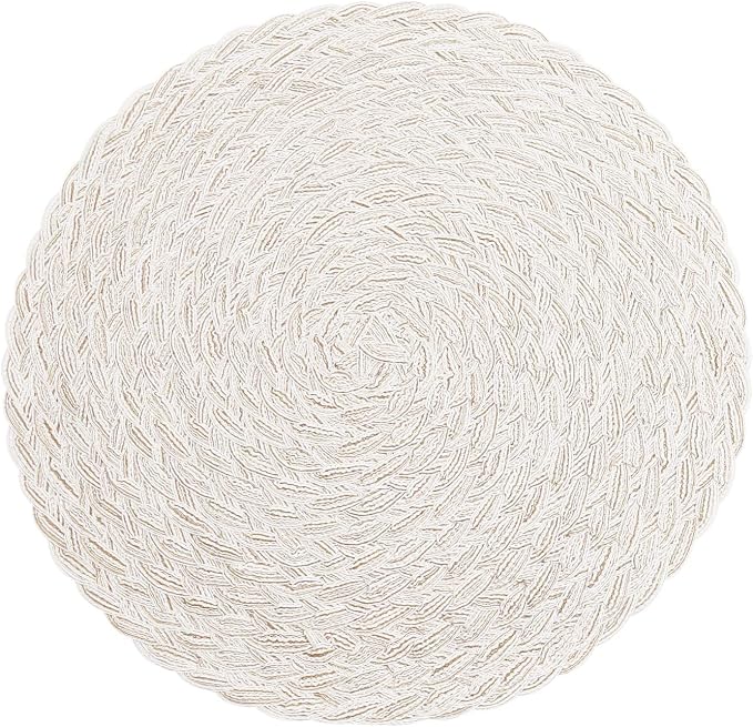 SHACOS Round Braided Placemats 15 inch Set of 6 Boho Thick Washable Kitchen - Image 7