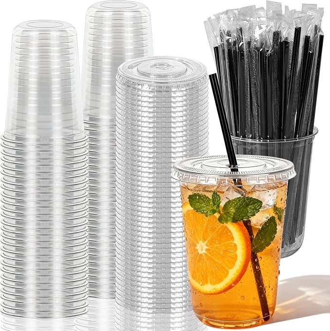 GGOLDMER 50 Set 16oz Clear Round Bottom Plastic Cups by GGOLDMER