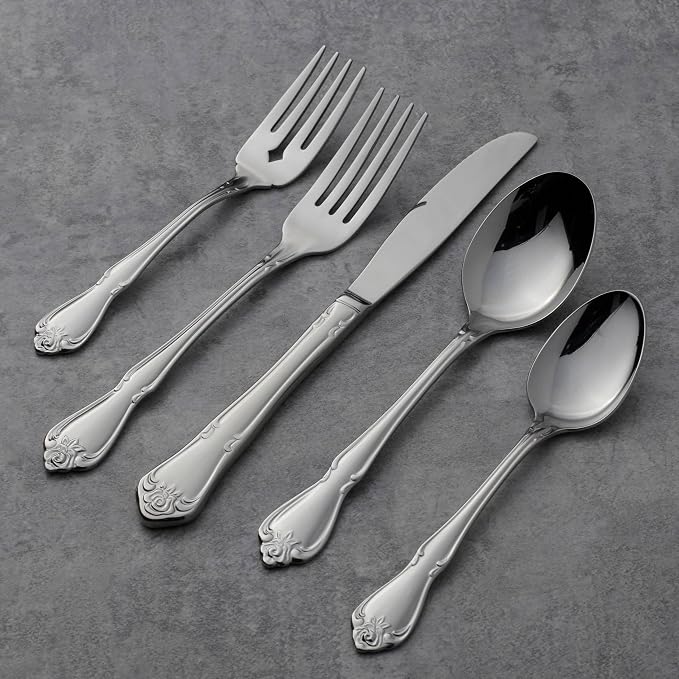 Oneida B552004C True Rose Everyday Flatware Dinner Spoons, 6.75" L x 1.6" W - Image 3