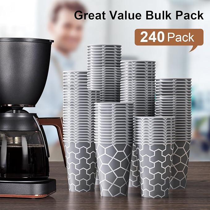 240 Pack 12 oz Paper Cups, Insulated Disposable Hot Cups | Hot and Cold Drinks - Image 8