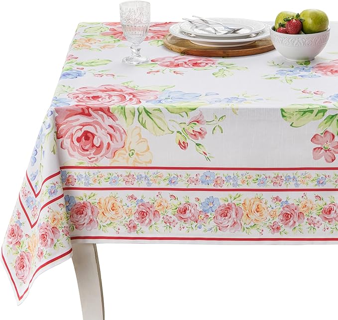 Maison d' Hermine Table Cloth Rectangle Table 100% Cotton 70 x 120 Inches Tablecloth Reusable Decorative for Dining Room Farmhouse Home Valentines Day Decorations Spring Summer - Vintage Floral