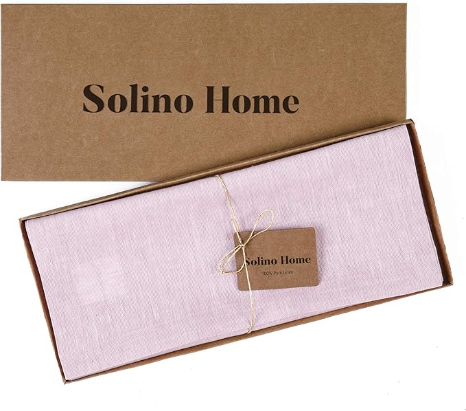 Solino Home Linen Table Runner 90 Inches Long - Athena, 100% Pure Linen Bubblegum Pink Table Runner 14 x 90 Inch for Dining, Valentines, Spring, Easter