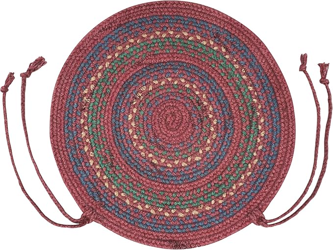 Homespice Jamestown Jute Braided Kitchen Chair Pads 15x15 Set of 2 - Vibrant Colors, Naturally Comforting & Reversible