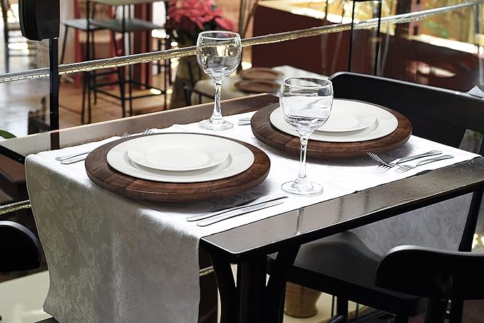 Alpha Living Home Mango Wooden Plates Set of 2-13” Round Rustic Farmhouse Chargers for Dinner & Charger Plates, Handcrafted Tableware for Charcuterie, BBQ, Farmhouse Dining, or Gift (Walnut)