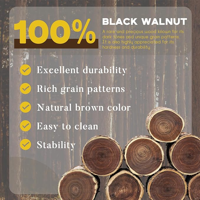 Wood Coasters with Holder, GOH DODD Set of 6 Walnut Wooden Coaster Tabletop - Image 2