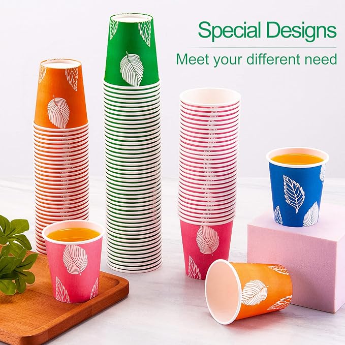 500 Pack 5oz Disposable Paper Cups, Small Disposable Cups, Colorful Small Mouthwash Cups, Mini Paper Cups for Parties, Picnics, Barbecues, Travel and Events