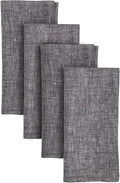 Solino Home Linen Cloth Napkins Set of 4-100% Pure Linen Chambray Black Dinner Napkins 20 x 20 Inch for Winter - Athena, Handcrafted and Machine Washable