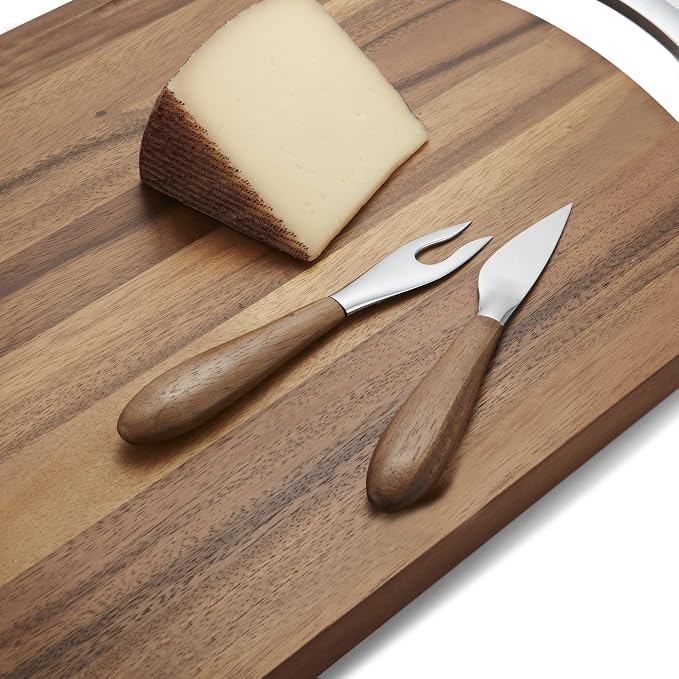 nambe Curvo Cheese Set | Cheese Knife and Fork Utensil Set - Image 2