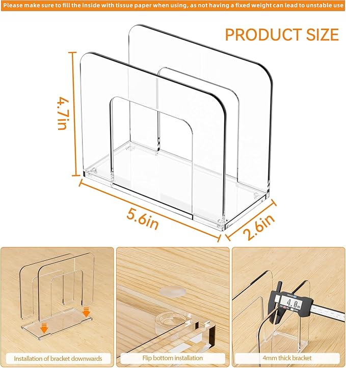 5x5 Upright Clear Napkin Holder - Image 3
