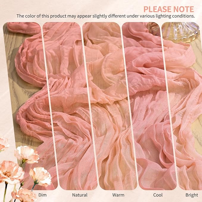 4 Pack Cheesecloth Table Runner 10FT Coral Table Runner Boho Gauze Cheese Cloth - Image 7