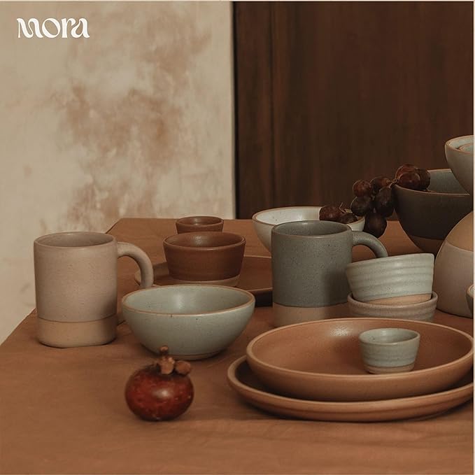 MORA Small Bowls Set of 4, 16oz Ceramic Pottery Dessert Bowls - Microwave, Oven and Dishwasher Safe - Thyme