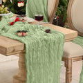 6 Pack Sage Green Cheesecloth Table Runner Boho Gauze Home Decor | 120 Inch by Playieer