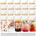 ASKIZ 20Pcs Glass Cups With Bamboo Lids and Straws, 16Oz Ice Coffee Cup by ASKIZ