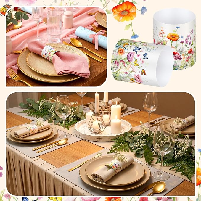 FoldTier 300 Pcs Paper Napkin Rings Disposable Napkin Bands Self Adhesive - Image 4