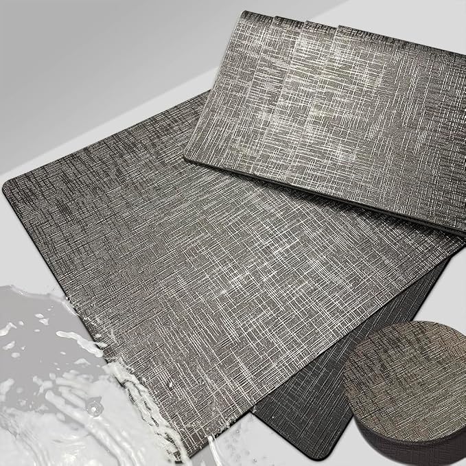 Elegant Placemats and Coasters Set 6, Vinyl Washable Place Mats by Unknown