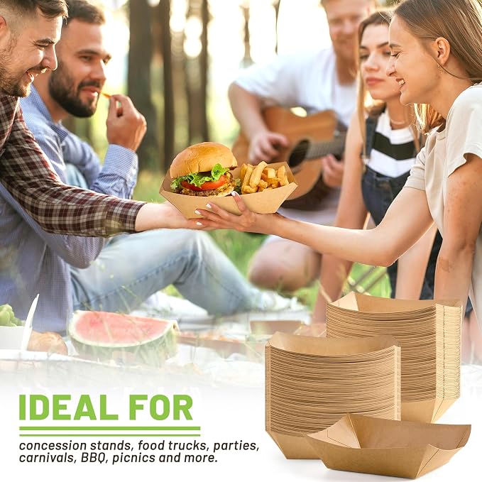 ZORRITA Large Paper Food Trays, 4 LB, 50 Pack | Disposable, Kraft Paper - Image 7