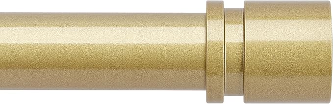 Curtain Rods for Windows 16 to 200 Inches Adjustable Length 1 Inch Diameter Window Curtain Rod with Aluminium Finials, Flash Gold