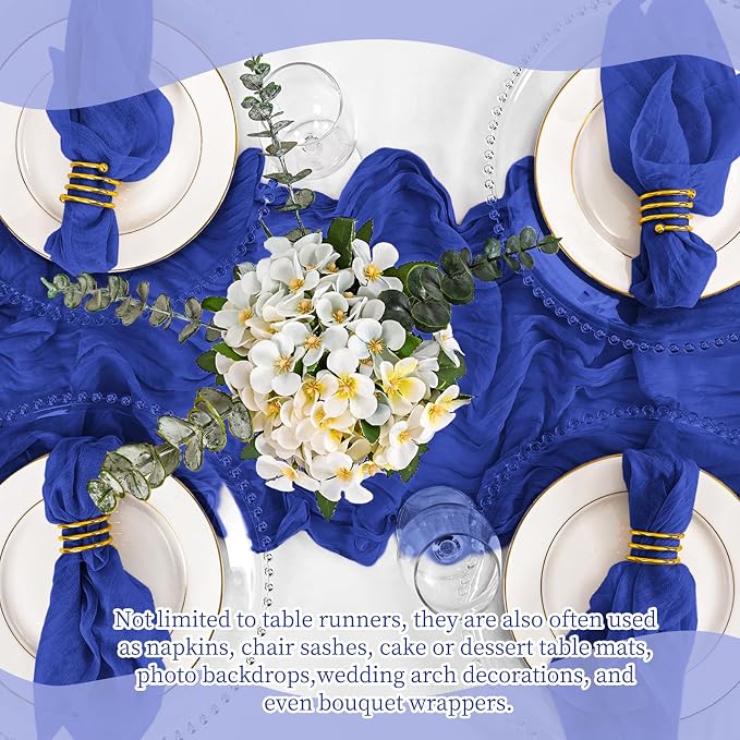 8 Pack Royal Blue Table Runners 17 x 108inch Cheesecloth Table Runner Boho - Image 7