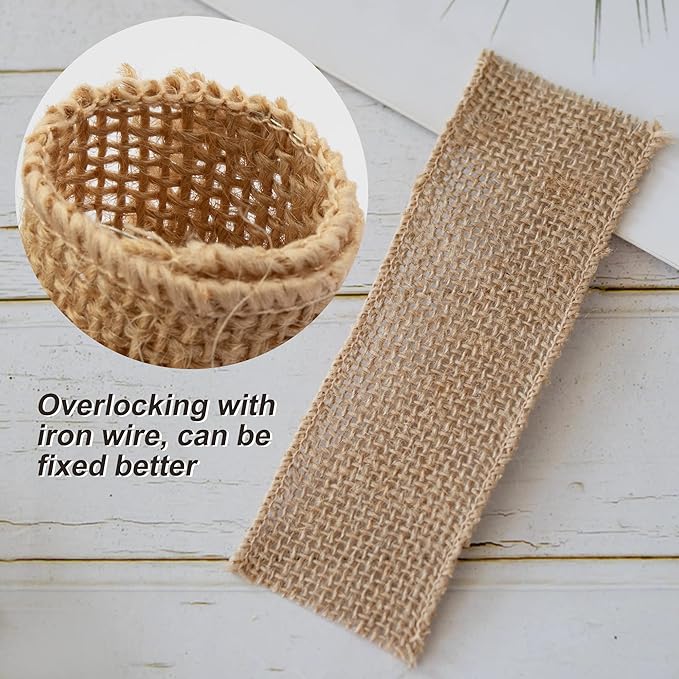 50pcs Disposable Napkin Rings Burlap Napkin Rings with Wired Edge Rope Napkin Ties for Country Wedding Decorations Party Dinner Table Decorations