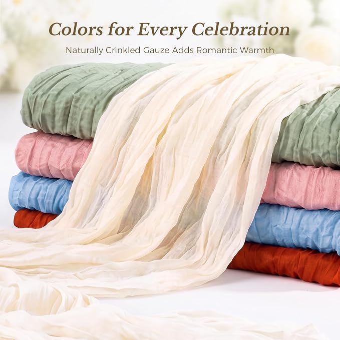 10 Pack Ivory Cheesecloth Gauze Table Runners, 35x120 Inch | Extra Wide Boho - Image 6