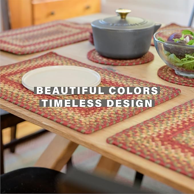 Homespice Cider Barn Dining Placemats, Warm Country Rustic Decor, Set of 6, Red - 13x19 Rectangle Table Mats - Vibrant Colors, Durable, Easy to Clean and Protects Furniture