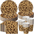 Funnymoom 250 Pcs Leopard Print Plates Napkins and Cups Cheetah Print Party by Funnymoom