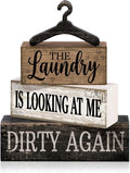 Moucuny 4 Pcs Farmhouse Laundry Room Decor and Accessories Stacked Blocks The by Moucuny