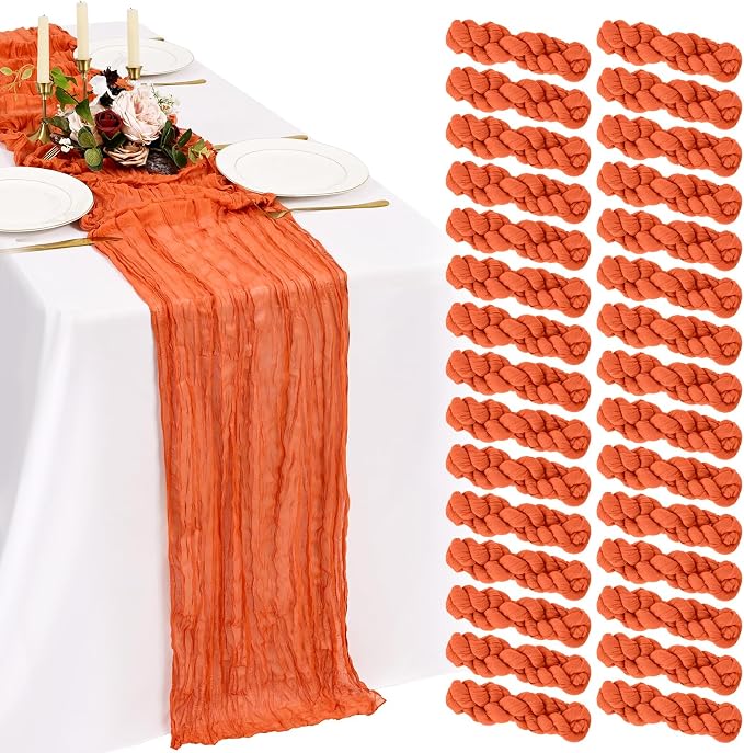 30 Pack Cheesecloth Table Runner 10FT Orange Table Runner Boho Gauze Cheese by Showgeous